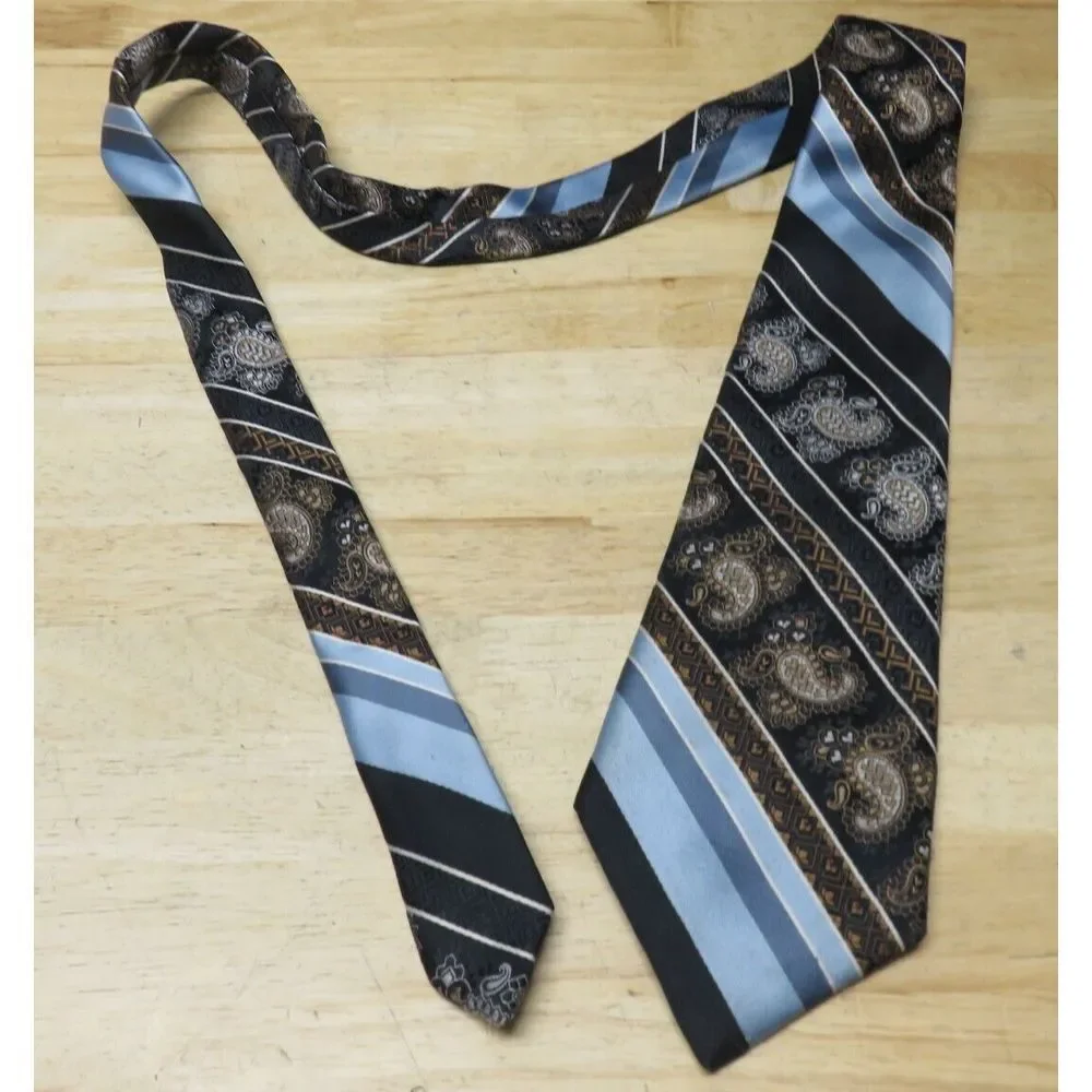 Lily Dache Silk Neck Tie‎ Paisley Striped Multicolor Geometric Silk Necktie Mens